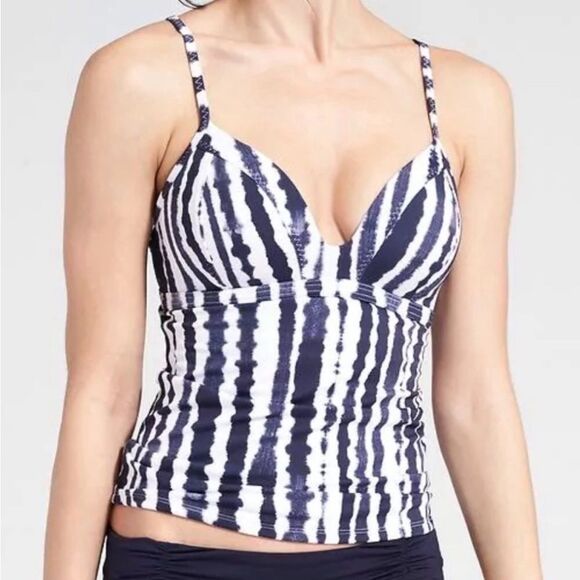 Athleta Wave Break Blue/white Molded Cup Tankini Top Size XS NEW - Picture 1 of 12